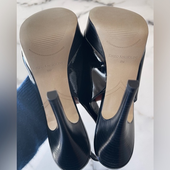 Enzo Angiolini Black Patent Platform Slingbacks unworn - Picture 10 of 12